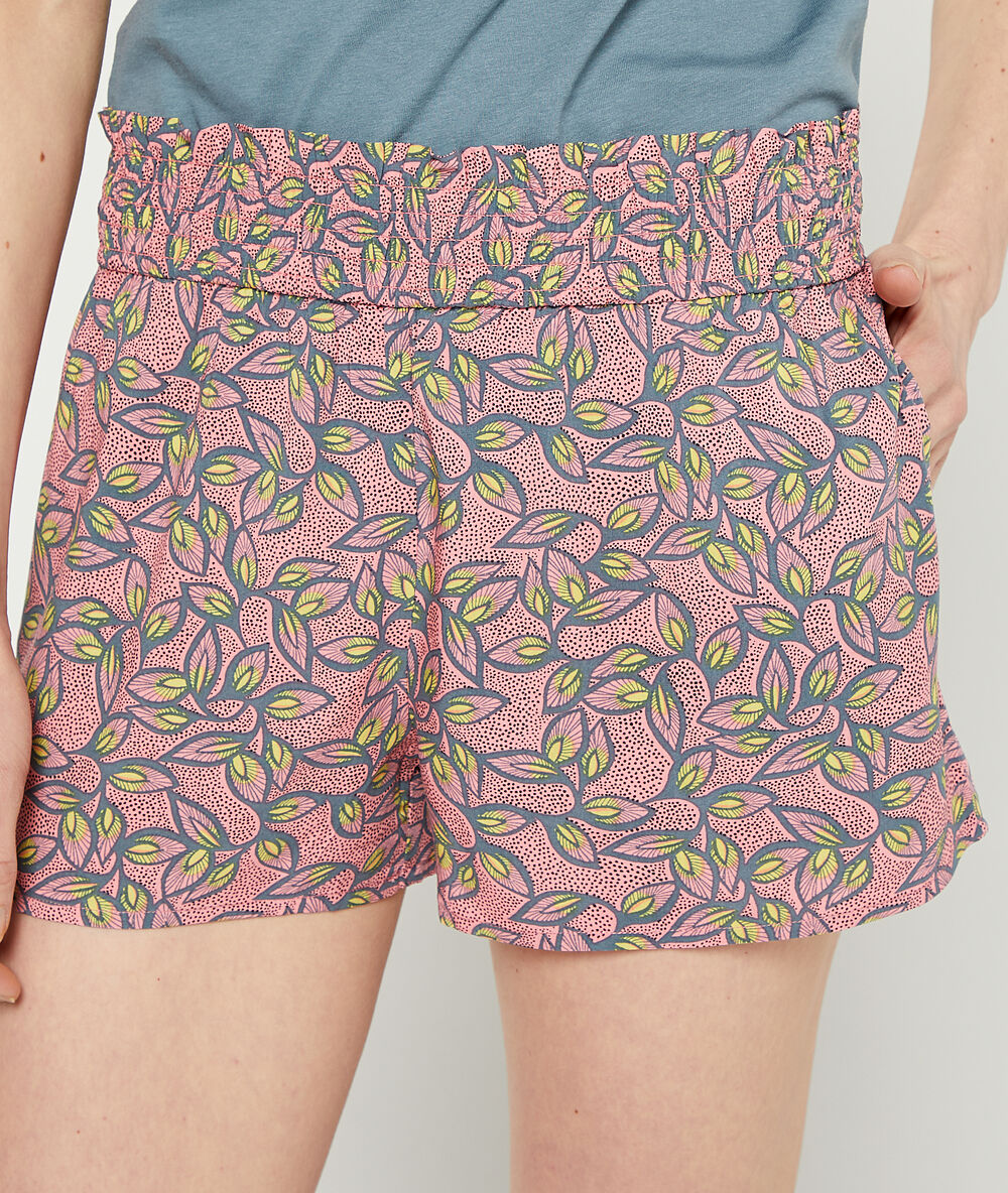 Shorts mit blätter-print rosa.