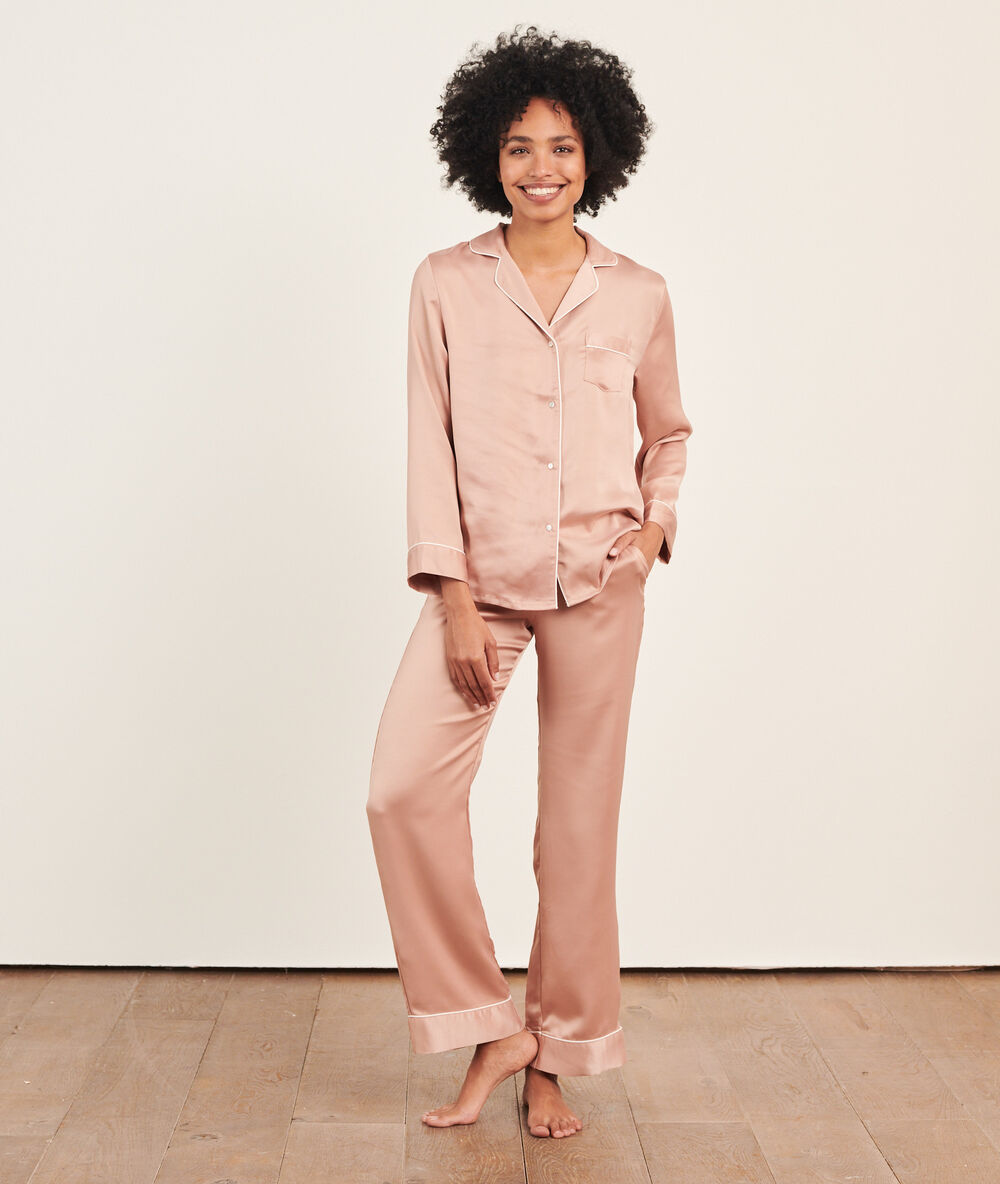 Seidig schimmernde pyjamahose babyrosa.