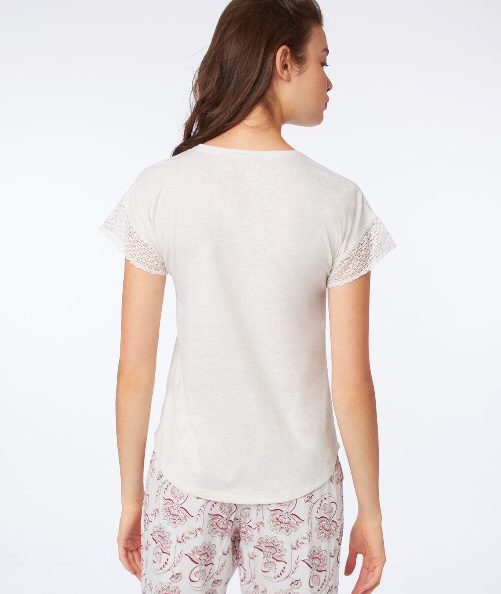 T-shirt mit traumfänger-print beige.