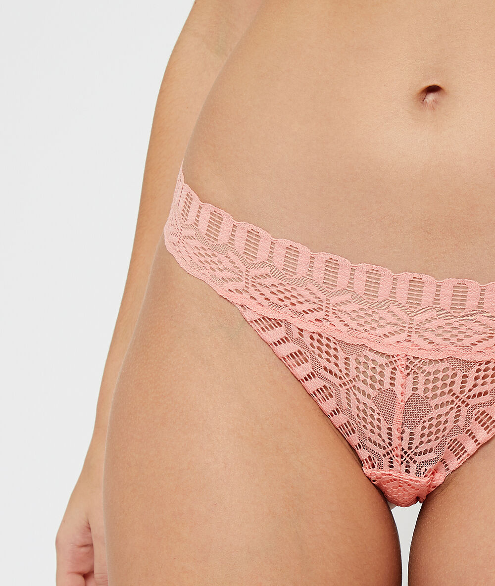 Tanga aus spitze pfirsich.