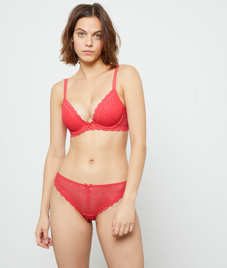 Tanga aus spitze korallenrot.