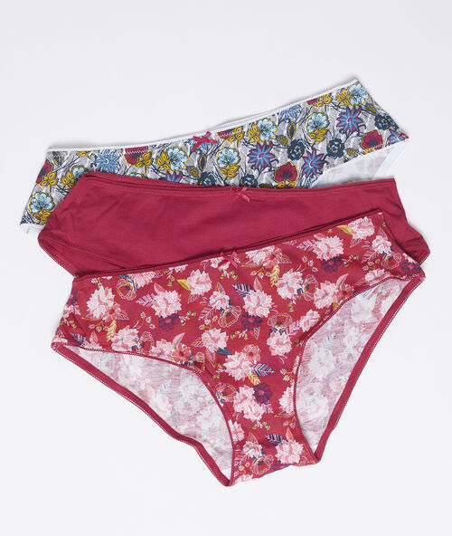 3er-set shortys aus baumwolle rot.
