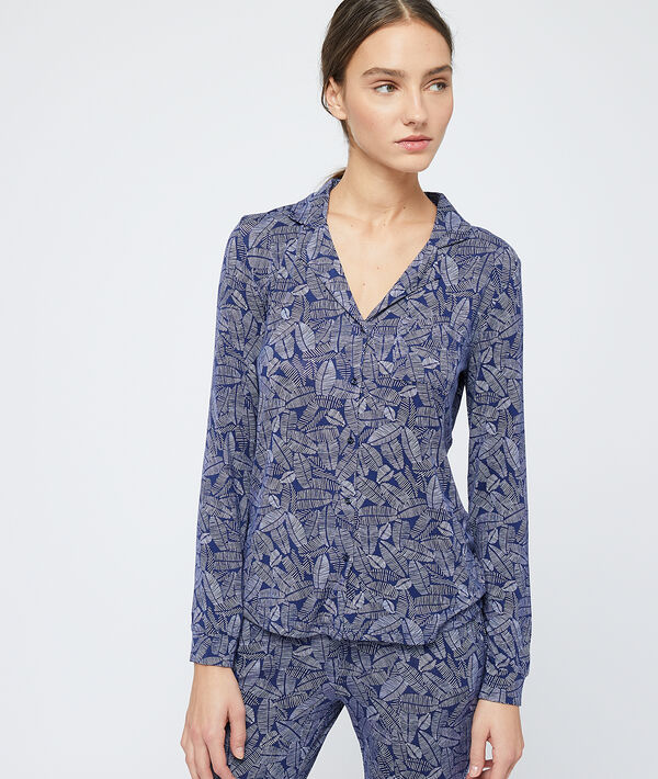 Pyjamaoberteil mit Blätter-Print Pyjamaoberteil mit Blätter-Print;${refinementColor}