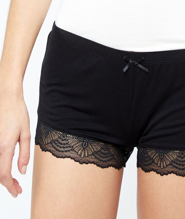 Shorts mit spitzensaum schwarz.