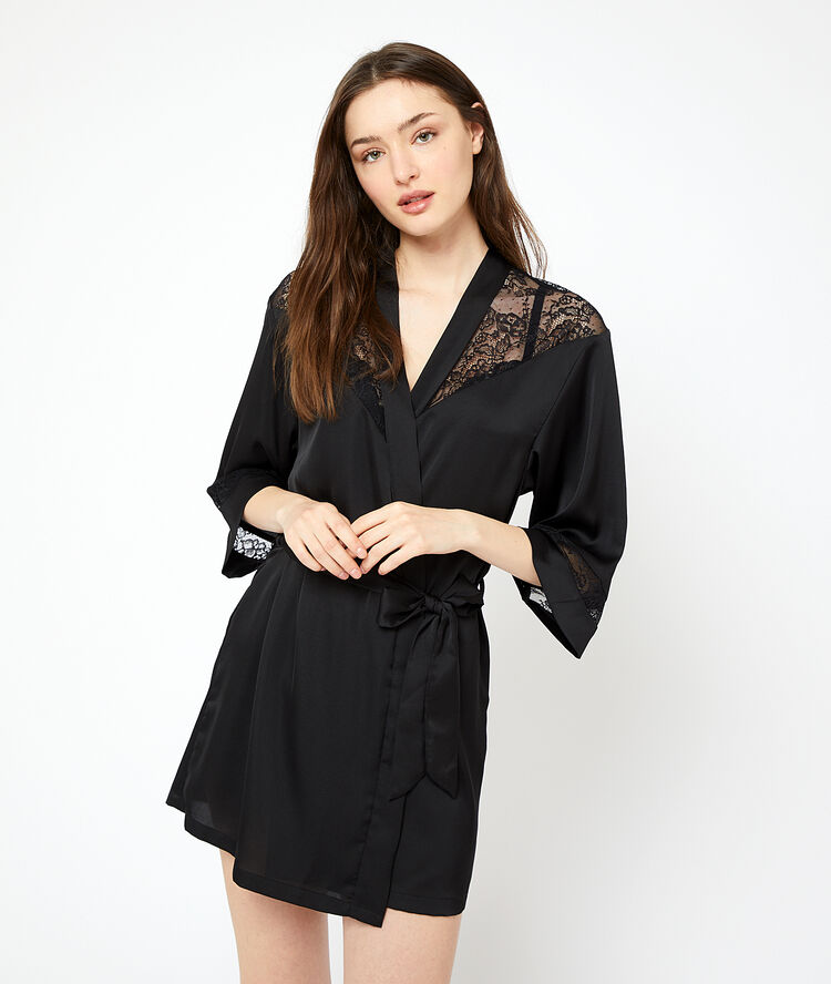 Kimono détails dentelle noir.