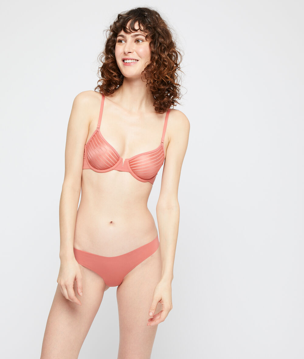 Tanga aus mikrofaser mit tülleinsätzen terracotta.