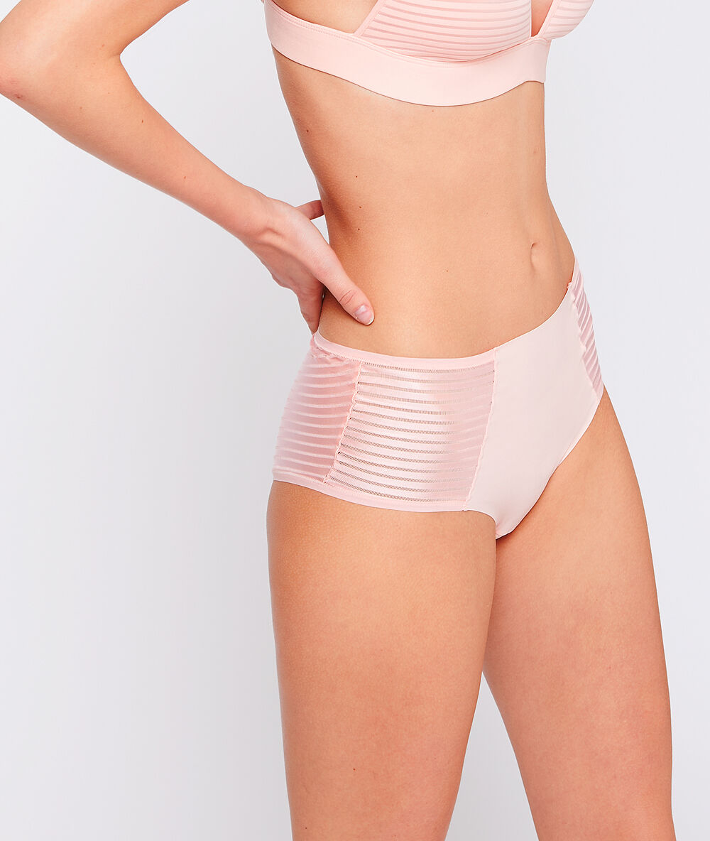 Panty aus mikrofaser mit tülleinsätzen babyrosa.