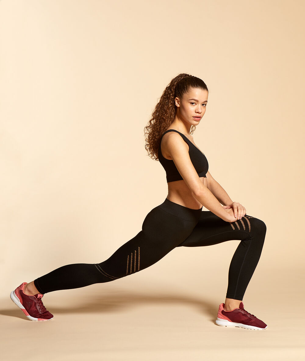 Nahtloses sportbustier – mittlerer halt schwarz.