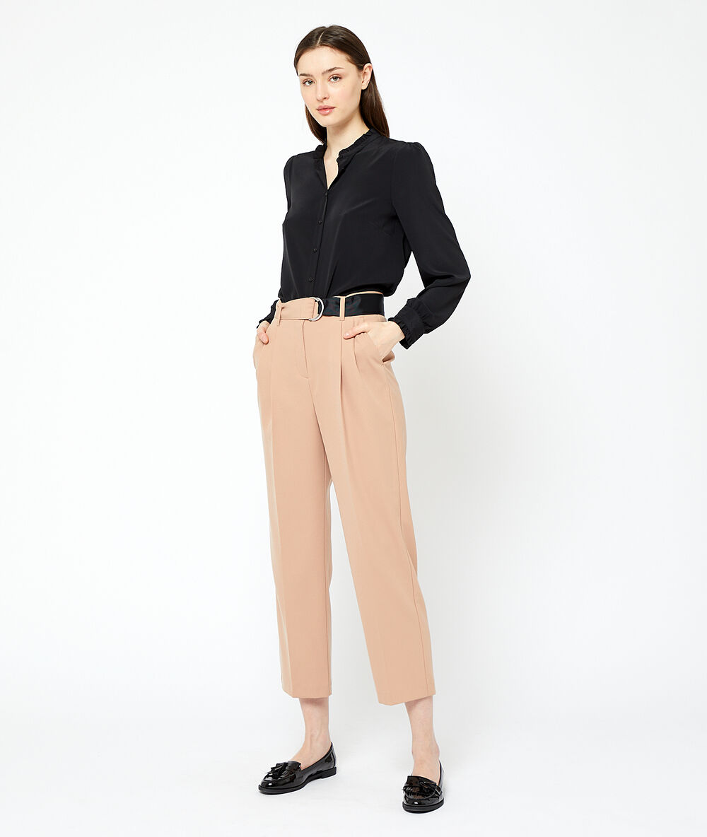 Karottenhose mit gürtel camel.