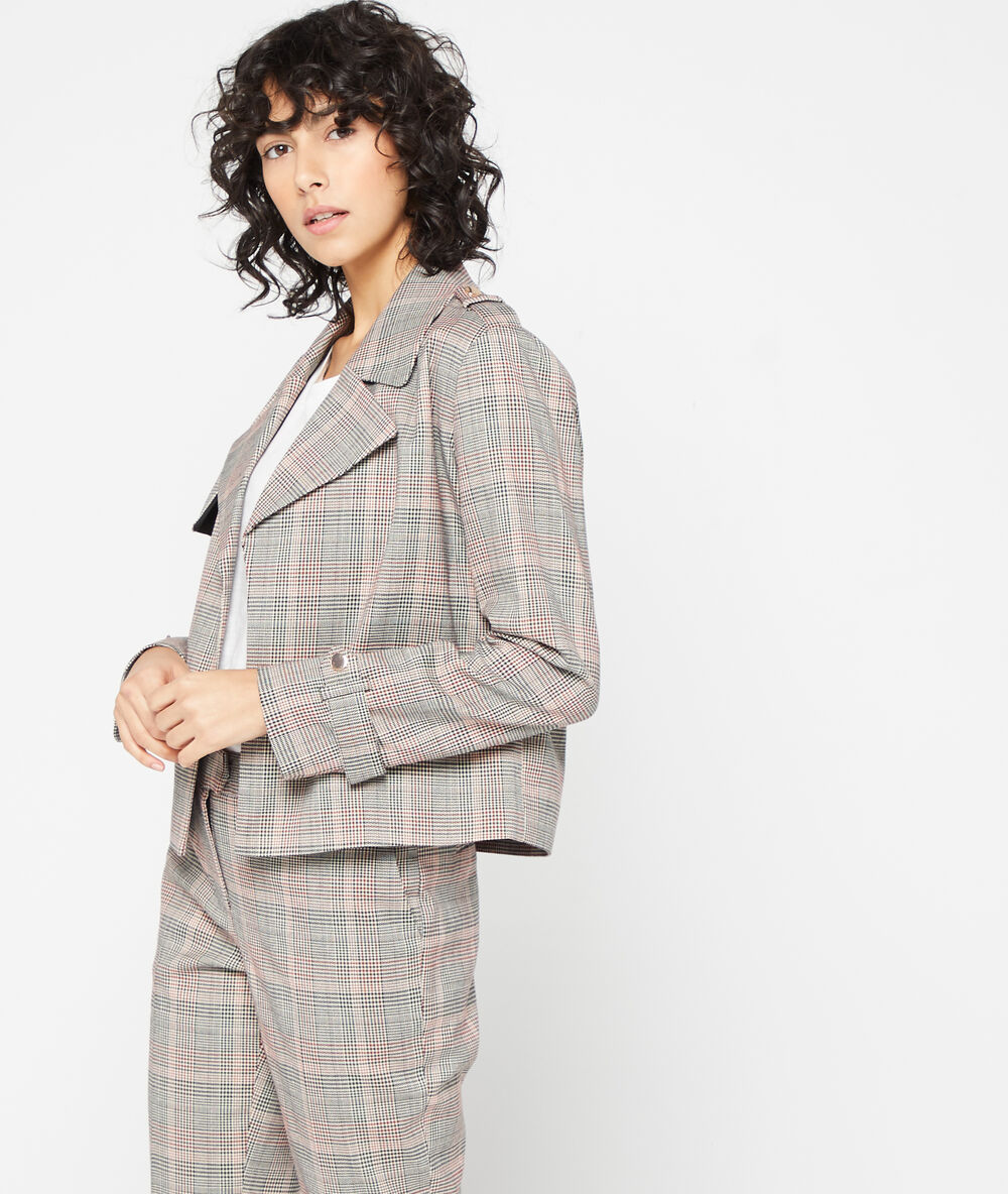 Bikerjacke mit prince-de-galle-motiven karmin.