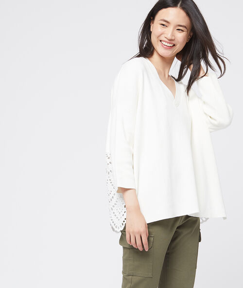 Pullover aus baumwolle mit stickereien ekr&uuml;.