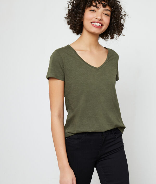 T-Shirt mit V-Ausschnitt aus Bio-Baumwolle T-Shirt mit V-Ausschnitt aus Bio-Baumwolle