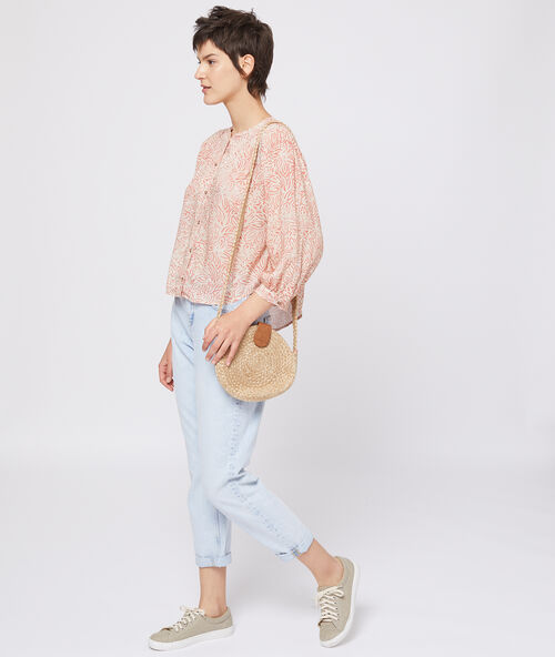 Blouse à imprimé fleuri ecru.