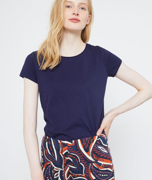 T-shirt  mit rundem ausschnitt aus baumwolle marineblau.