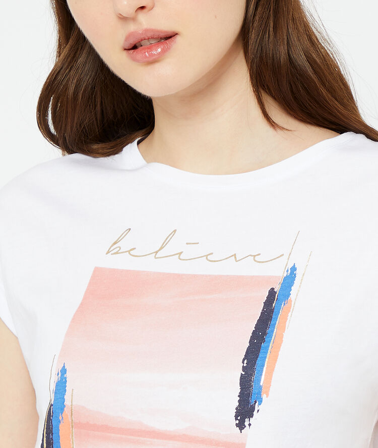 T-shirt "believe" en coton bio blanc.