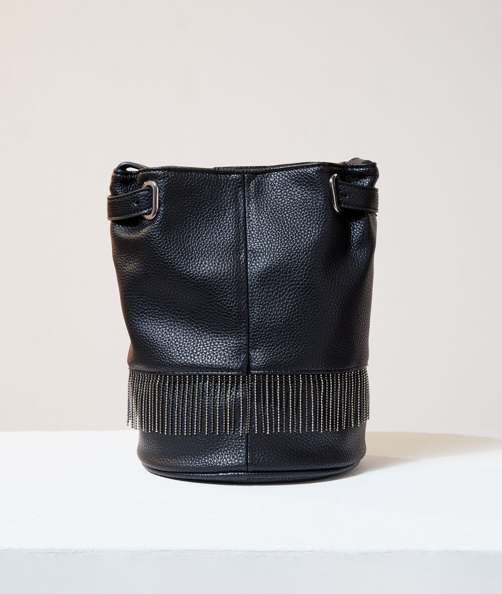 Beuteltasche Mit Fransen In Genarbter Lederoptik Noir Etam