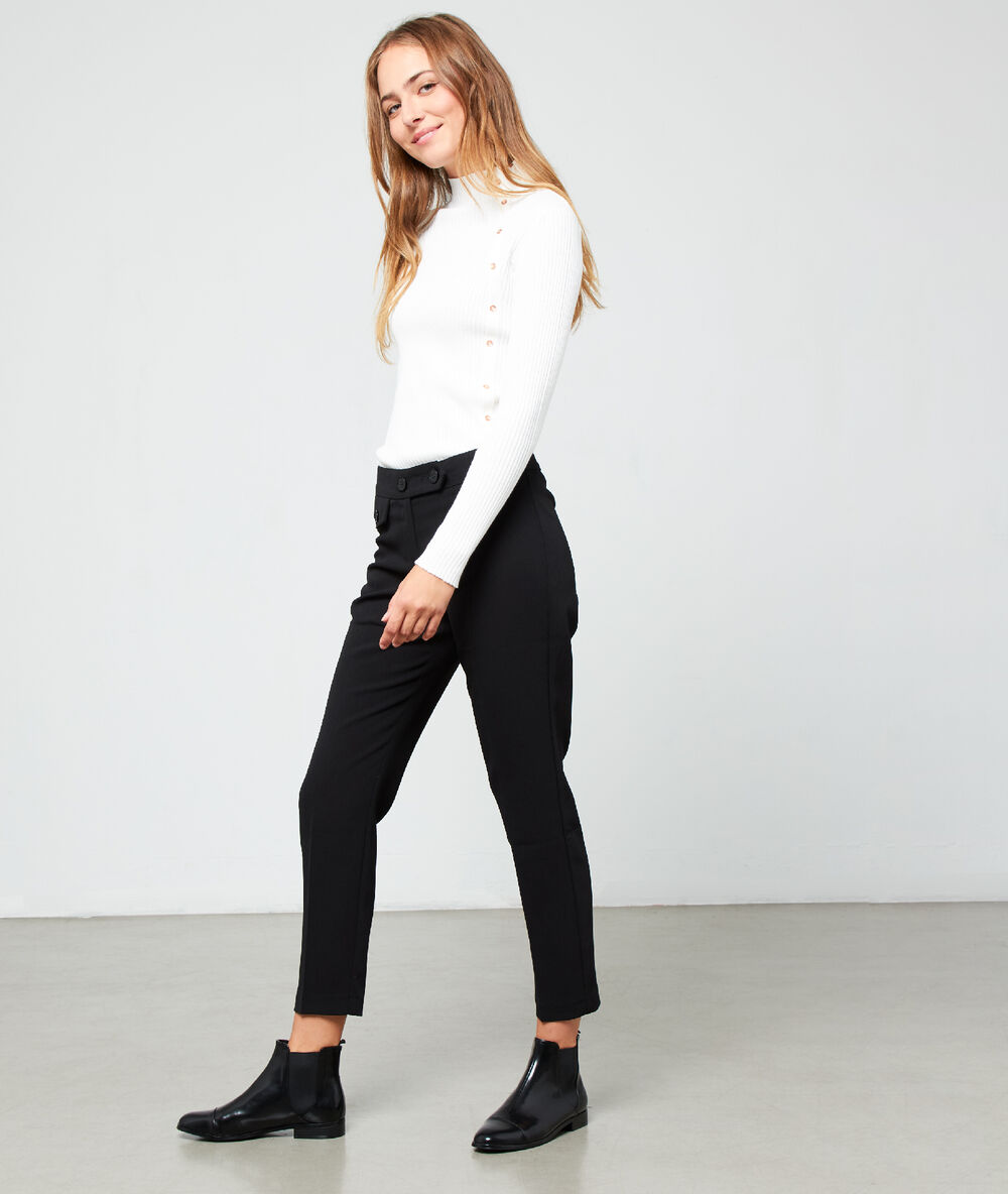 Karottenhose mit clip schwarz.
