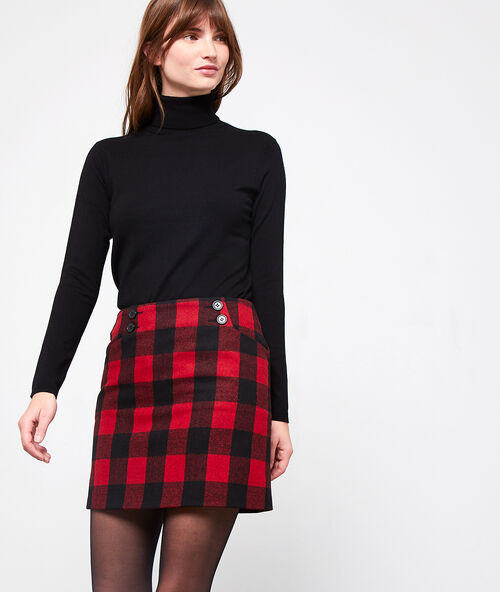 Gerader rock mit karos rot.