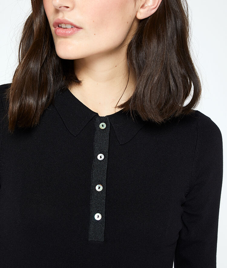 Poloshirt aus feinem strick schwarz.
