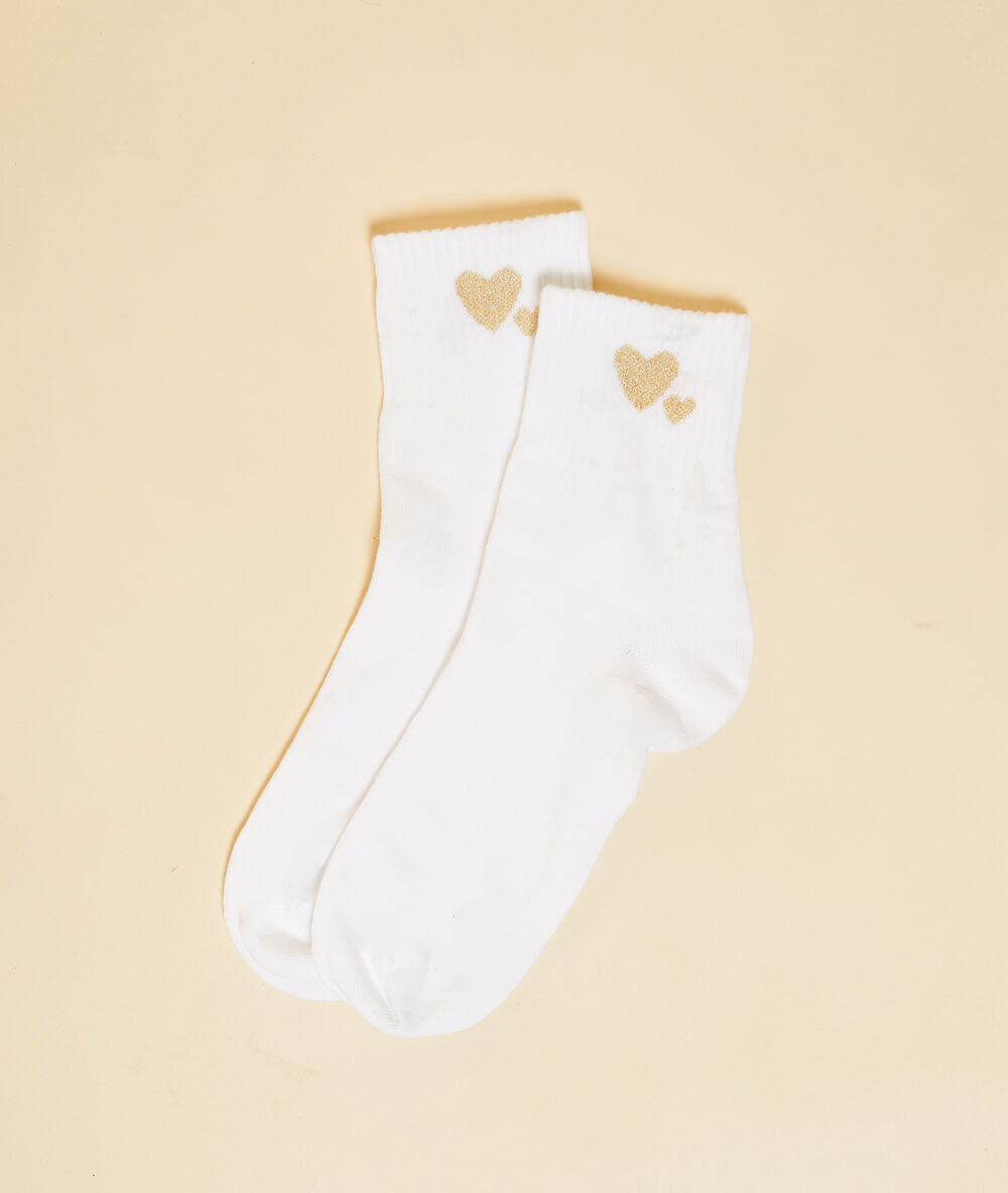 Socken mit herzen gold.