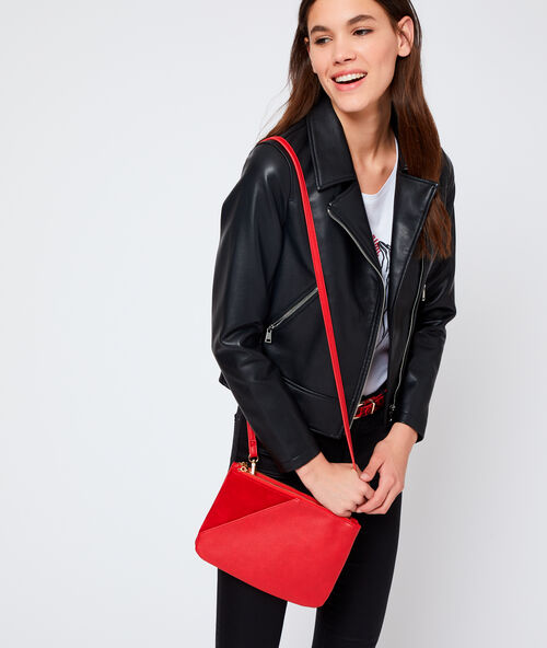 Sac pochette bi-mati&egrave;re carmin.