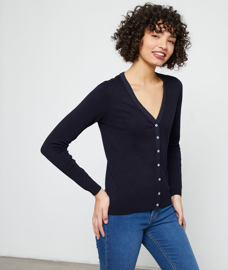 Cardigan aus feinem strick marineblau.