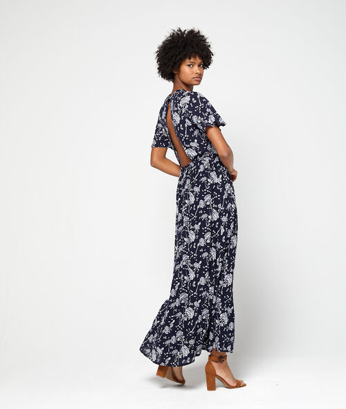 Robe longue dos ouvert à imprimé fleuri Robe longue dos ouvert à imprimé fleuri