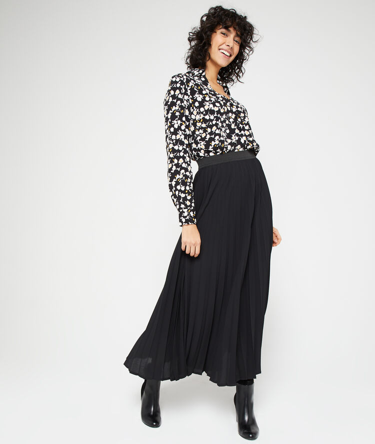 Hemd mit floralem print schwarz.