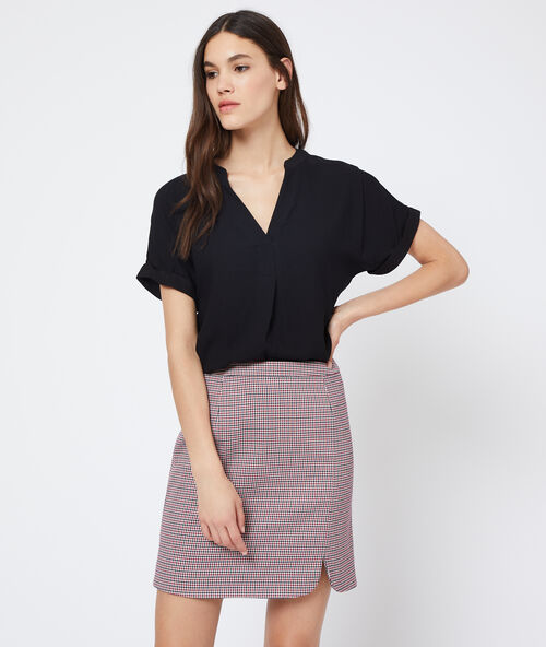 Rock mit hahnentrittmuster marineblau.