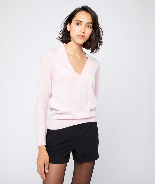 Kaschmirpullover mit v-ausschnitt nude.