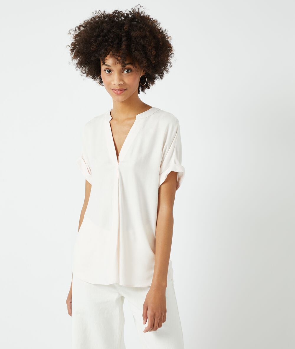 Einfarbige hemdbluse beige rosa.