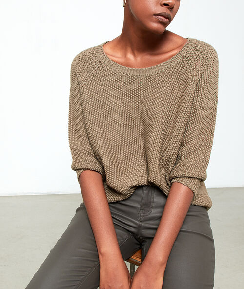 Pullover aus grobem strick kaki.