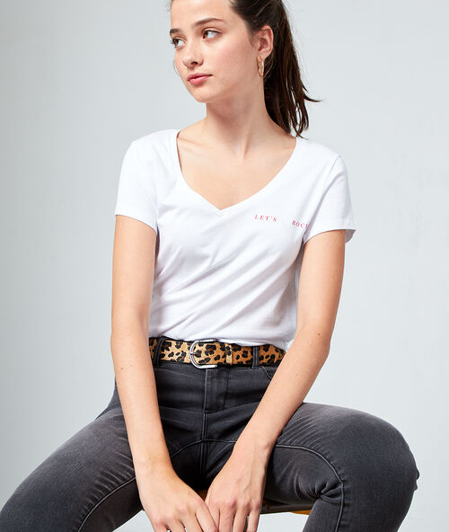 T-shirt "let's rock" en coton bio blanc.