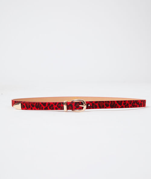 Ceinture &agrave; imprim&eacute; l&eacute;opard carmin.
