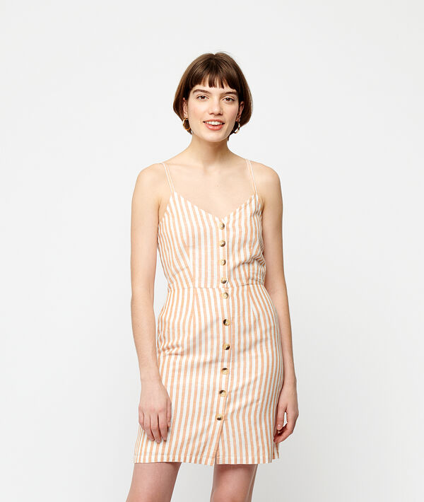 Geknöpftes Kleid mit Streifen Geknöpftes Kleid mit Streifen