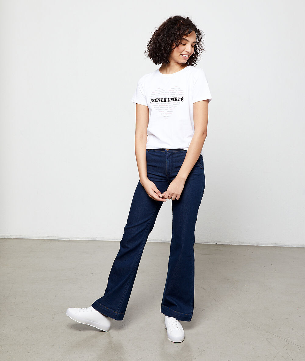 T-shirt „freche liberté“ aus bio-baumwolle weiß.