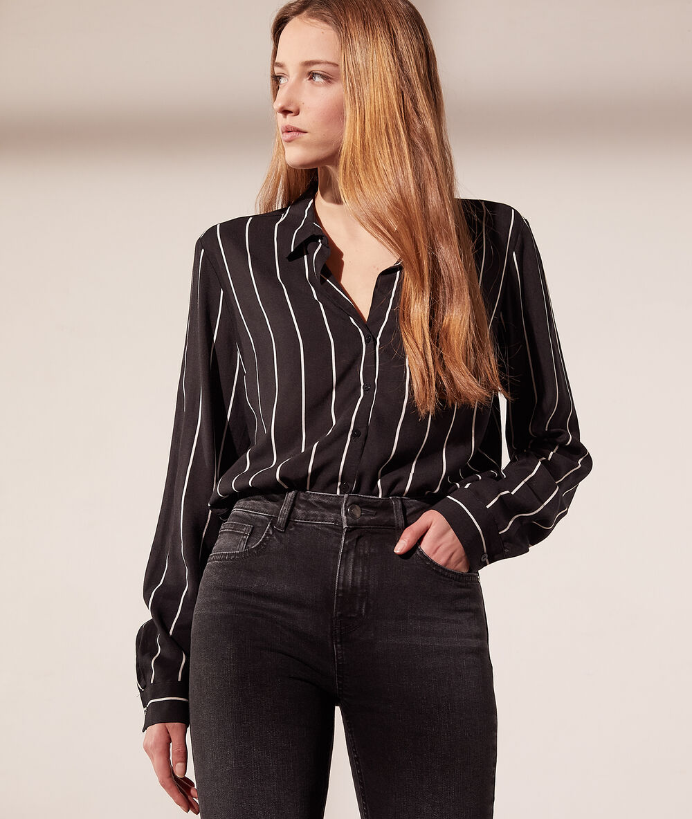Gestreifte hemdbluse schwarz.
