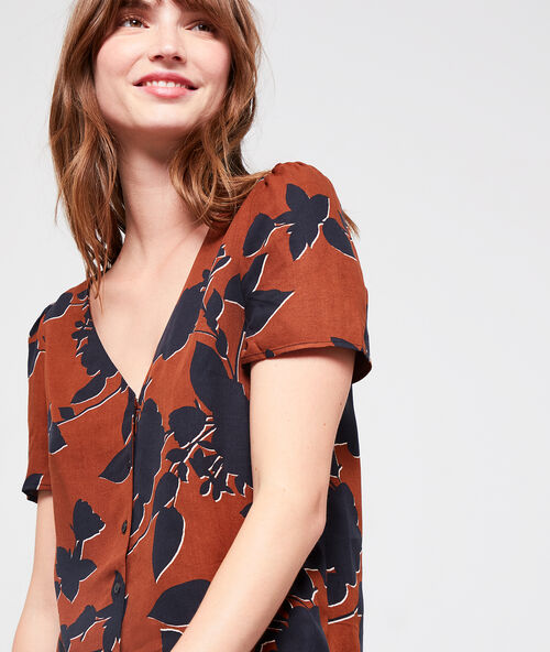 Bluse mit floralem print braun.
