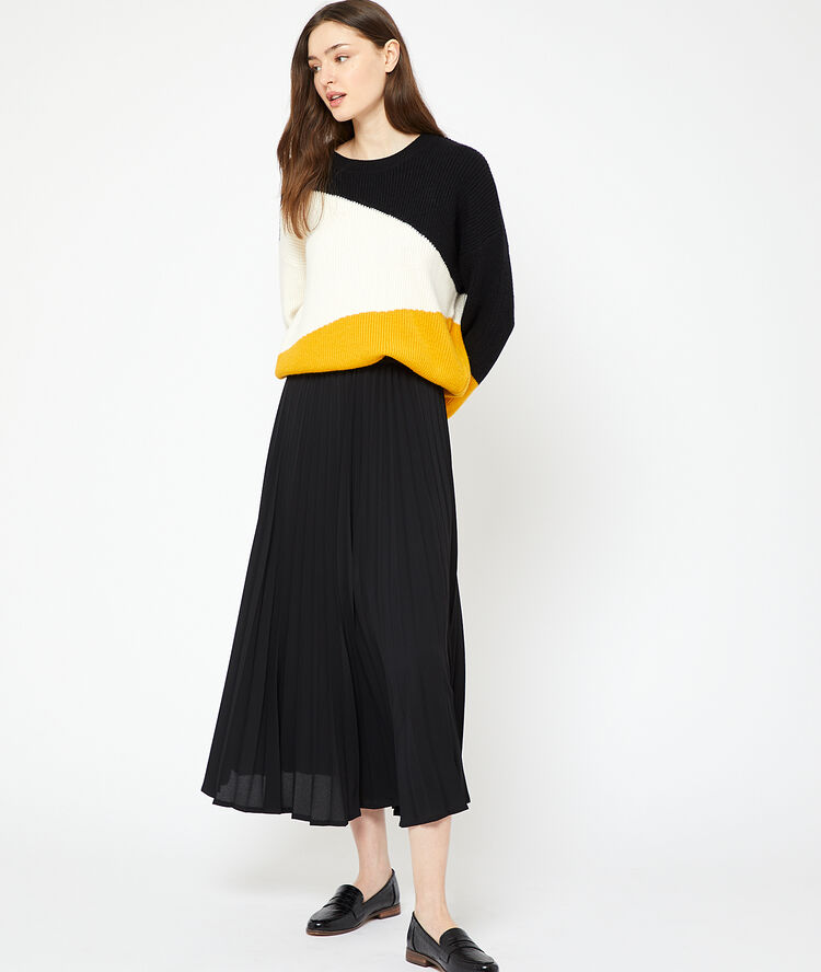Pullover aus grobem strick mit grafischem muster schwarz.