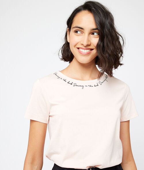 T-shirt mit stickerei &bdquo;dancing in the dark&ldquo; nude.