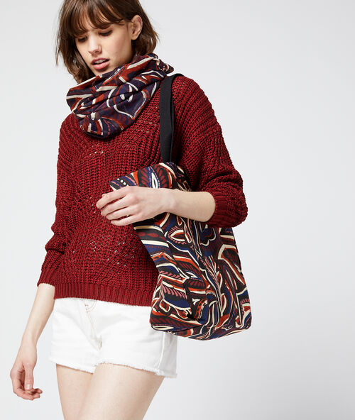 Einkaufsbeutel mit floralem print kobalt.