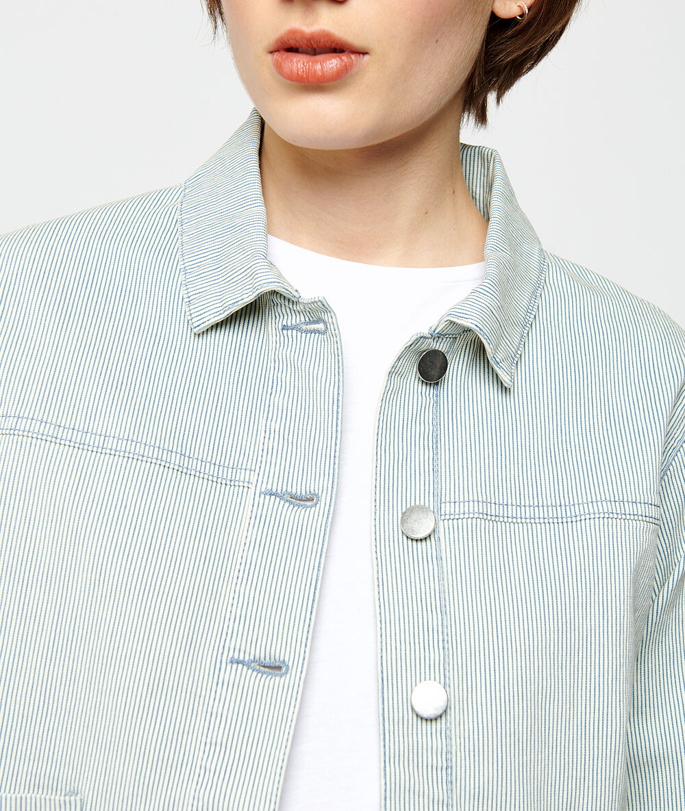 Jacke aus gestreiftem jeansstoff himmelblau.