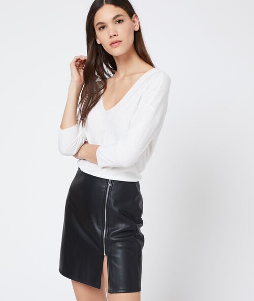 Rock mit rei&szlig;verschluss aus kunstleder schwarz.