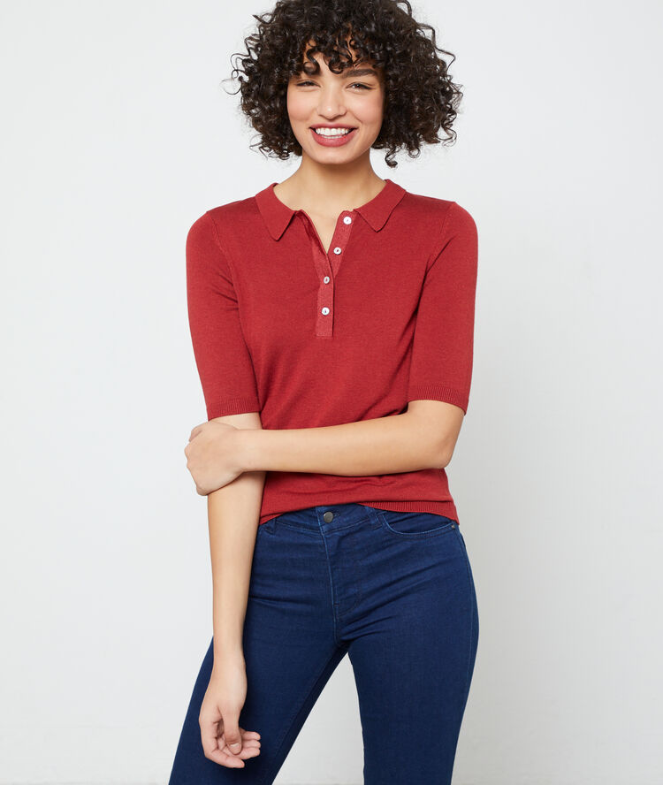 Poloshirt aus feinem strick rostbraun.