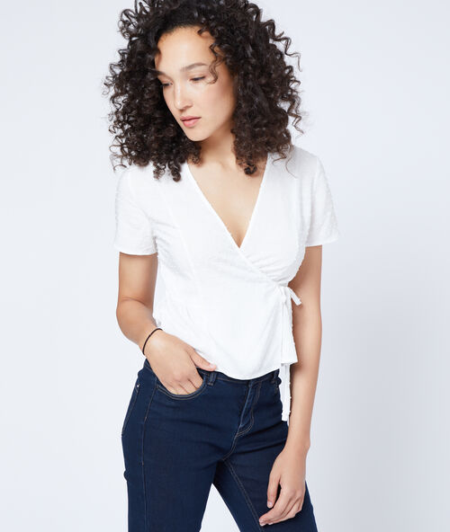 Wickelbluse aus tupfenmull ekr&uuml;.