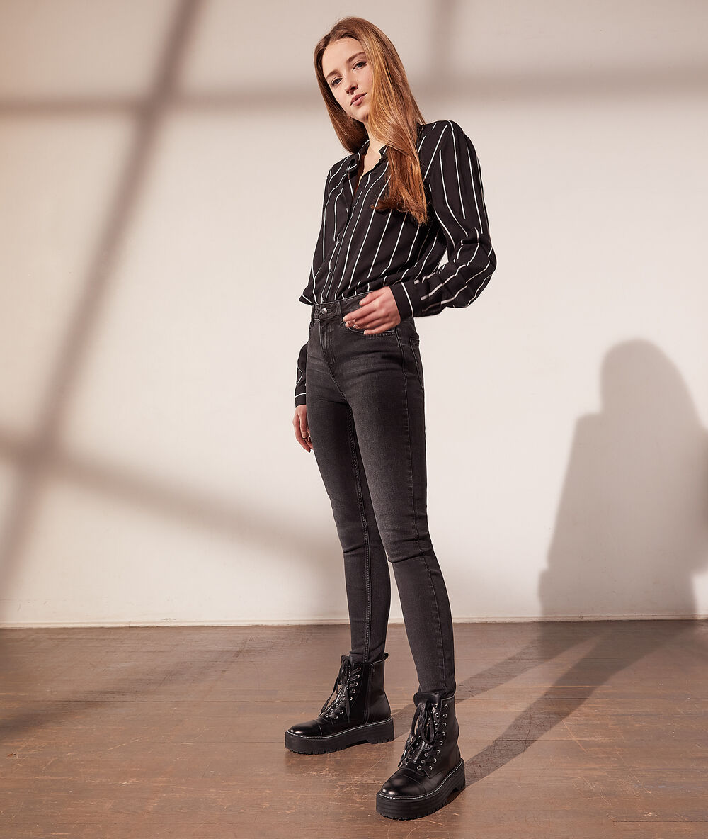Gestreifte hemdbluse schwarz.