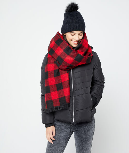 &Eacute;charpe plaid &agrave; carreaux carmin.