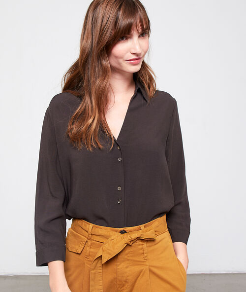 Hemdbluse mit bernsteinfarbenen kn&ouml;pfen bronze.