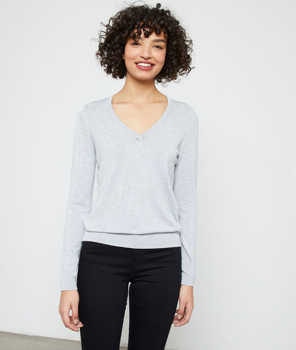 Pullover mit V-Ausschnitt aus feinem Strick Pullover mit V-Ausschnitt aus feinem Strick