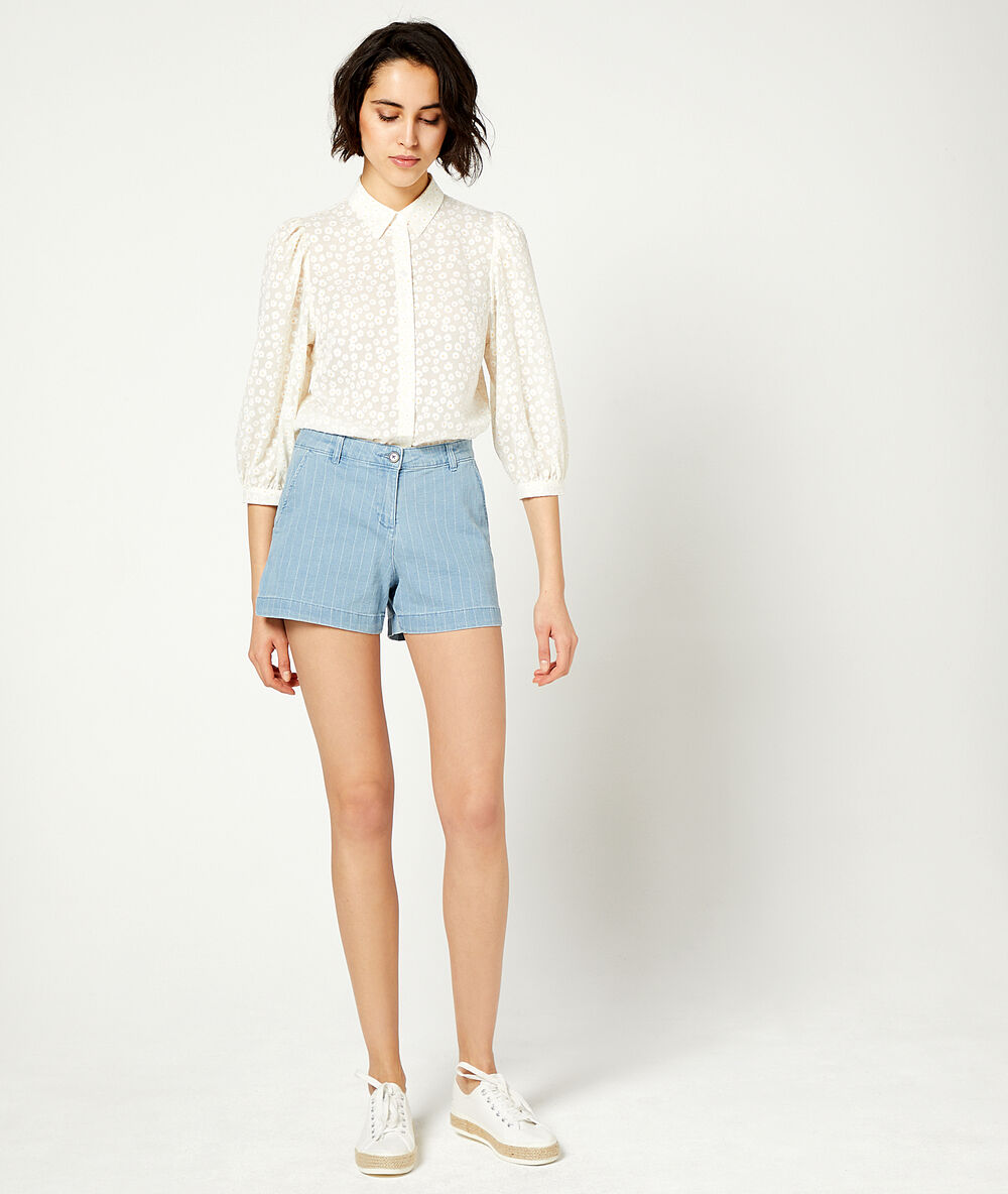 Shorts aus gestreiftem jeansstoff bleach.